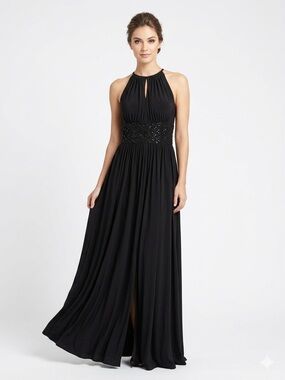 Elegant Black Halter Evening Gown